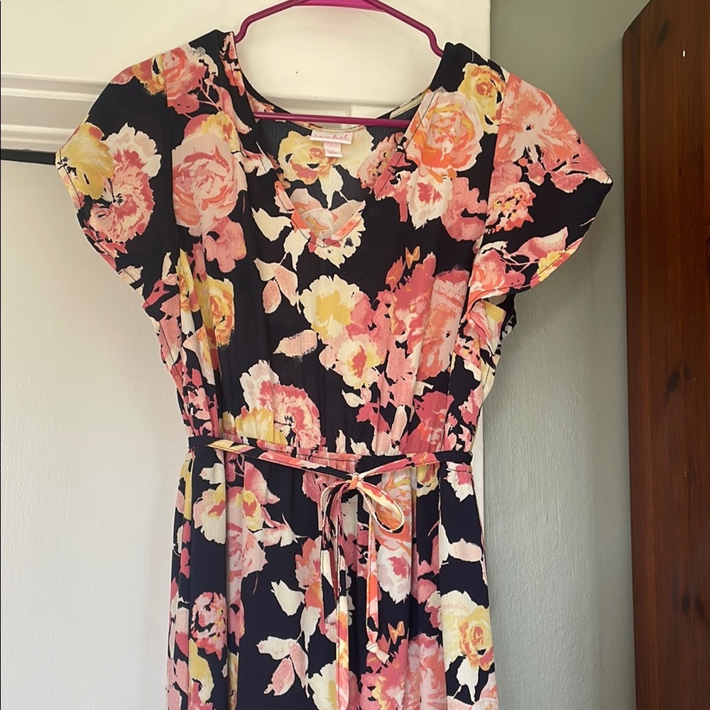 Isabel Maternity Navy/Floral Maxi Dress